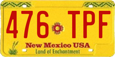 NM license plate 476TPF
