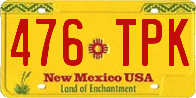 NM license plate 476TPK