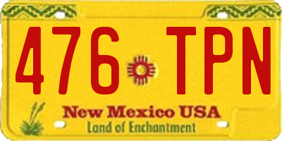 NM license plate 476TPN