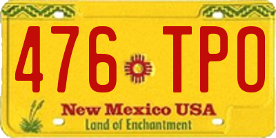 NM license plate 476TPO