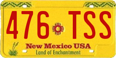 NM license plate 476TSS