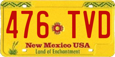 NM license plate 476TVD