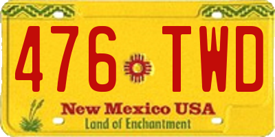 NM license plate 476TWD