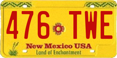 NM license plate 476TWE