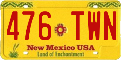 NM license plate 476TWN