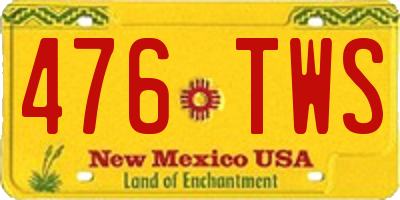 NM license plate 476TWS