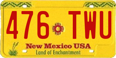 NM license plate 476TWU