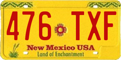 NM license plate 476TXF