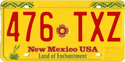 NM license plate 476TXZ