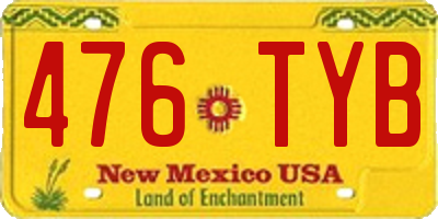 NM license plate 476TYB