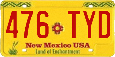 NM license plate 476TYD