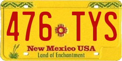 NM license plate 476TYS