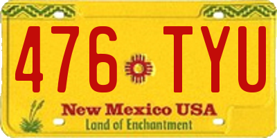 NM license plate 476TYU