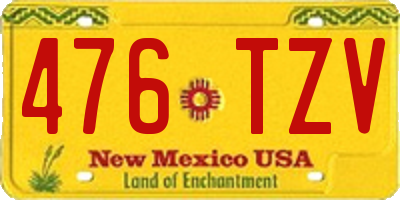 NM license plate 476TZV