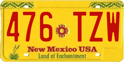 NM license plate 476TZW