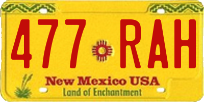 NM license plate 477RAH