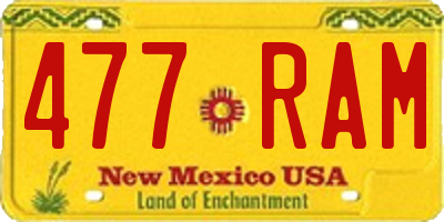 NM license plate 477RAM