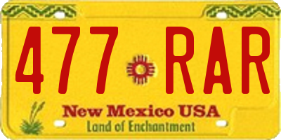 NM license plate 477RAR