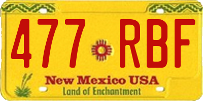 NM license plate 477RBF