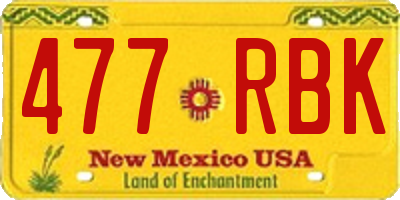 NM license plate 477RBK