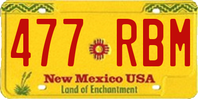 NM license plate 477RBM
