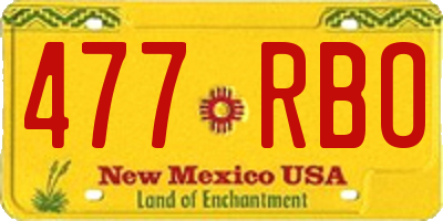 NM license plate 477RBO