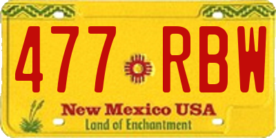 NM license plate 477RBW