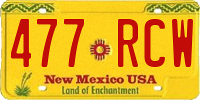 NM license plate 477RCW