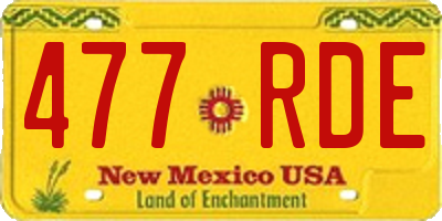 NM license plate 477RDE