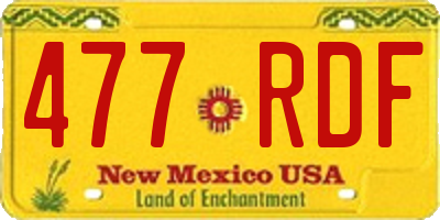NM license plate 477RDF