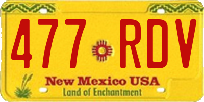 NM license plate 477RDV