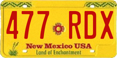 NM license plate 477RDX