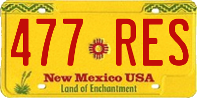 NM license plate 477RES
