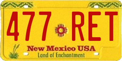 NM license plate 477RET