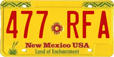 NM license plate 477RFA