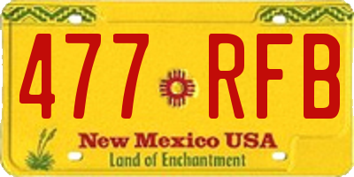 NM license plate 477RFB
