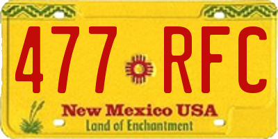 NM license plate 477RFC