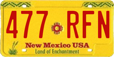 NM license plate 477RFN