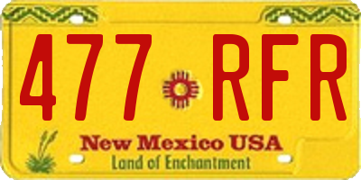 NM license plate 477RFR