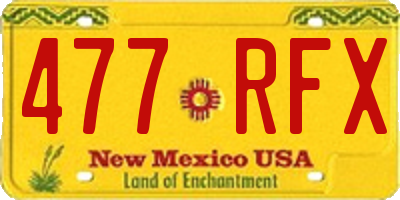 NM license plate 477RFX