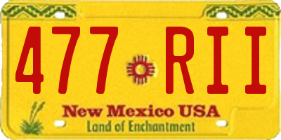 NM license plate 477RII