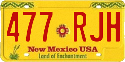 NM license plate 477RJH