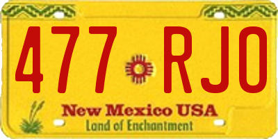 NM license plate 477RJO