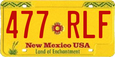 NM license plate 477RLF