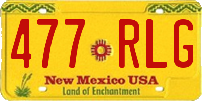 NM license plate 477RLG