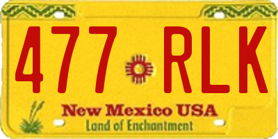 NM license plate 477RLK
