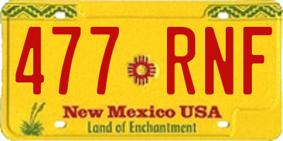NM license plate 477RNF
