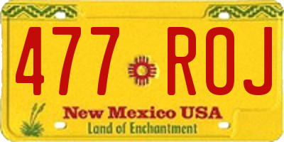 NM license plate 477ROJ