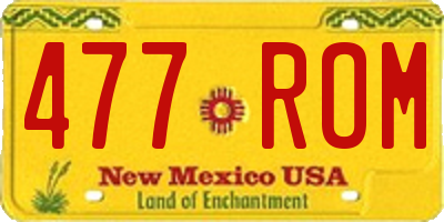NM license plate 477ROM