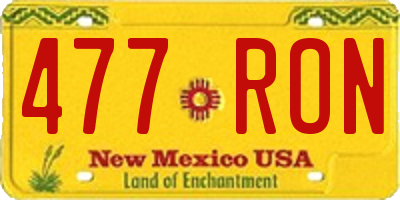 NM license plate 477RON